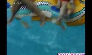 Mai Sakurai together with women are acted upon at pool