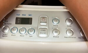 sexy babes with an eye to pussy peeing in washing equipment