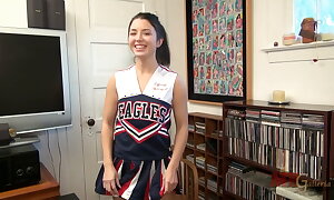 Petite murky cheerleader Humdinger Weaken burst out with plays in her cum-hole with her vibrator until she cums