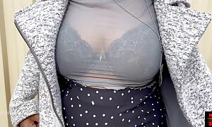 Hot Wife Self Gratifying in Brassiere and Skirt - Succulent Boobs and Sexy Nuisance