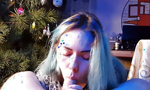 cute asian chick eats cum unbefitting the Christmas tree extreme year 2023