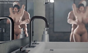Dead or Alive - Nyotengu Shower Sex Creampie Getting Silver-tongued (Animation with Sound)