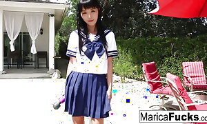 Schoolgirl Marica walks through the house vanguard