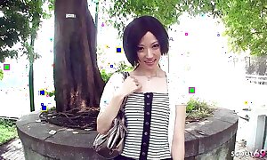 Skinny Japanese Teen tricked to Suck Strangers Hawkshaw yon Jalopy