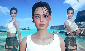 AI Shoujo Lara Croft in realistic 3D animated copulation with multiple orgasms UNCENSORED