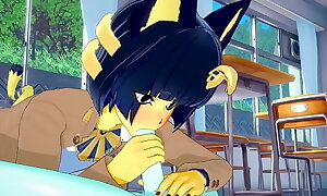 Anima Canto Yaoi G Hentai 3D - Ankha (Boy) with MoonCat  oral-job and assfuck with creampie - Anime Manga Yiff