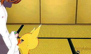 Digimon Flocculent Manga - Taomon and  Grey Prince of darkness boobjob, handjob, oral job and drilled 1/2 - Yiff Manga Anime Japanese Porn