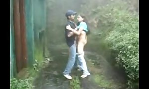 www.indiangirls.tk Indian girl sucking with an increment of fucking outdoors in rain