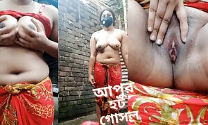 My stepsister make her bath video. Beautiful Bangladeshi girl chunky boobs full-grown shower fro lively defoliated