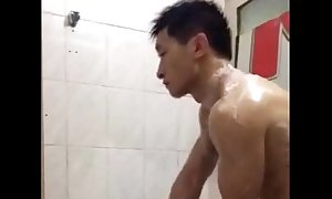 handsome showering